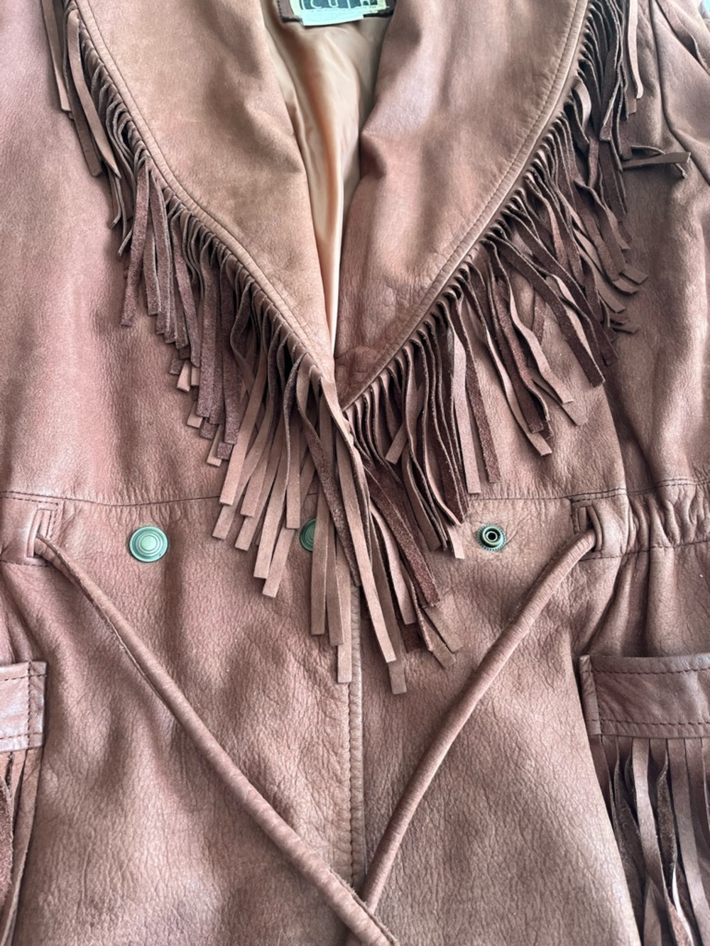 Pelle Cuir Women's Rust Fringe Leather Jacket - Picture 7 of 16